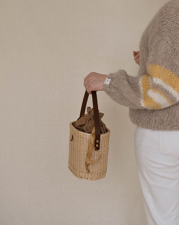 Borsa A Secchiello In Paglia Intrecciata Per Donna – Elegante, Multifunzionale E Riutilizzabile – Perfetta Per Spiaggia, Viaggi E Uso Quotidiano