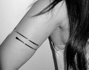 Gold - Silver Upper Arm Cuff - Arm Band Simple chic minimalist Sterling silver 925 - Gold Filled 14 K
