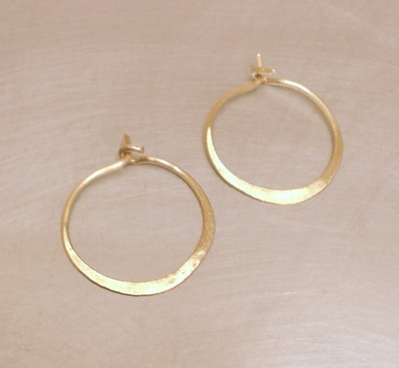 Small Gold 14k Hoop Earrings 14mm Thin Minimalist Etsy