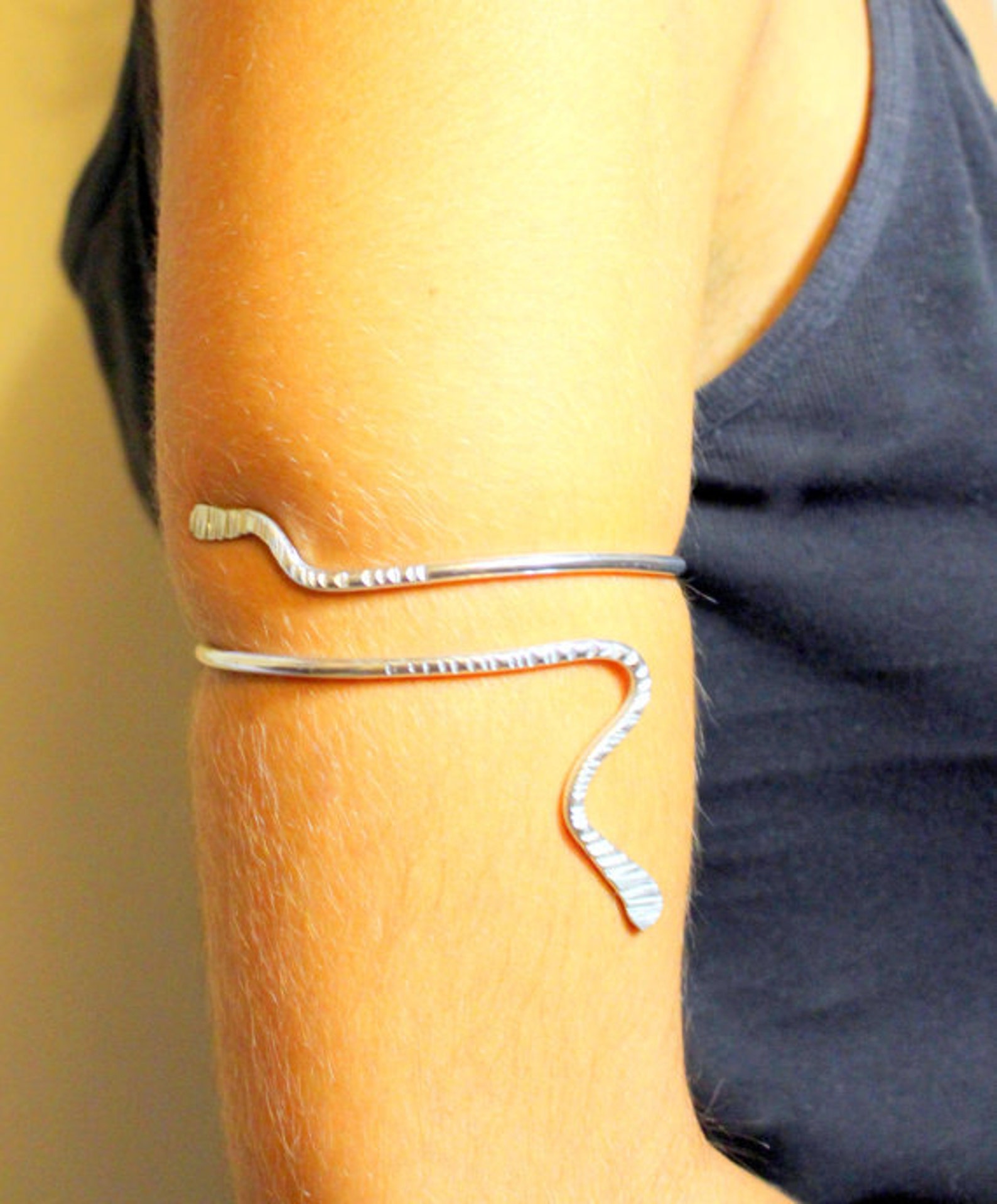 Silver Snake Arm Cuff Upper Arm Band Handmade Hammered Etsy