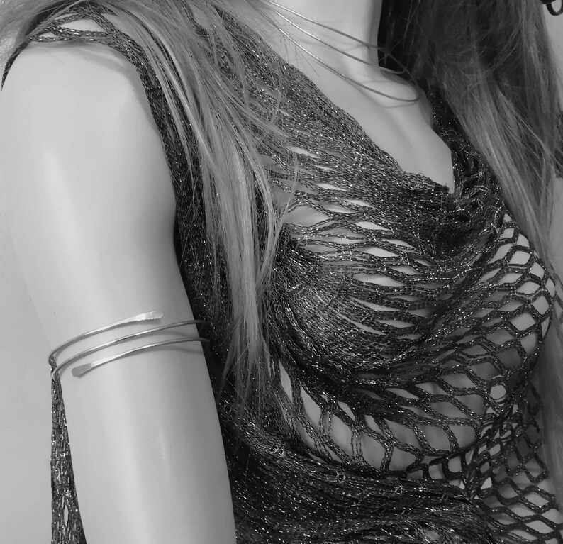 Silver Arm Cuff Upper Arm Band Handmade Simple Sterling Etsy