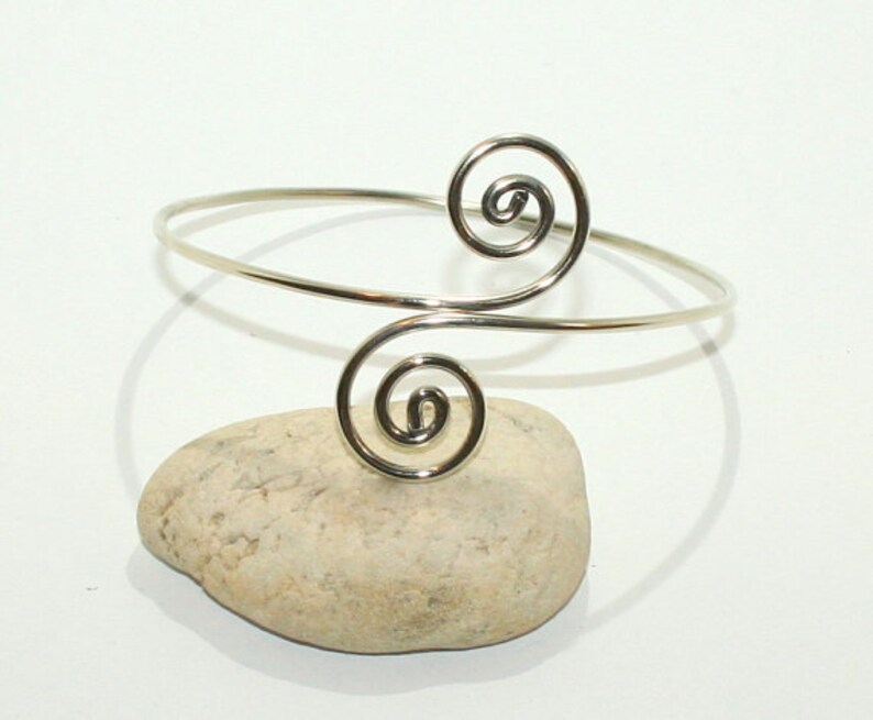 Silver Upper Arm Cuff Arm Band Handmade Spiral Swirl Etsy
