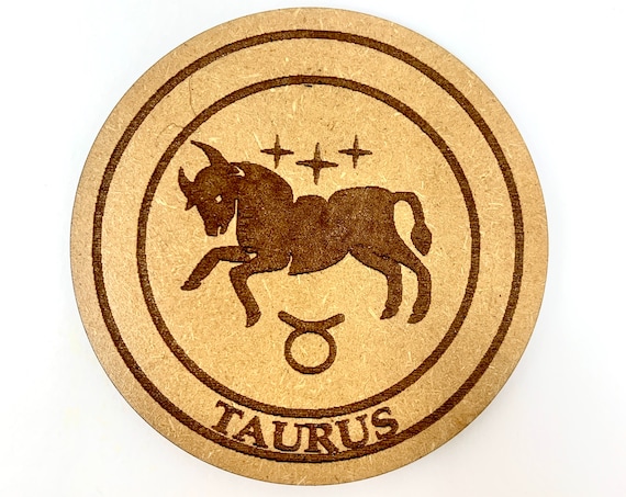 Drink Coasters - Taurus  Astrology Star Sign Wood Drink Coaster Set Home Decor Unique Gifts Housewarming Gift