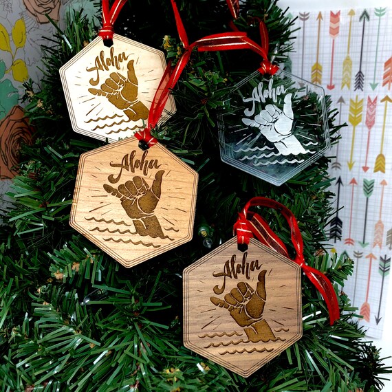 Kauai Shaka Aloha Hawaiian Christmas Tree Ornament Free Etsy