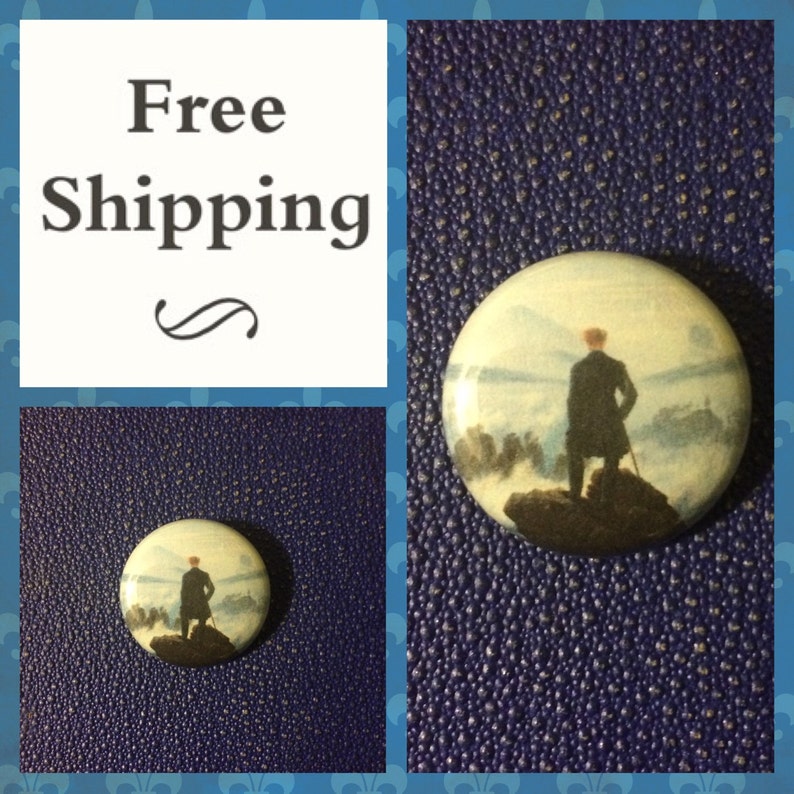 Wanderer Above a Sea of Fog German Romantic Art Button Pin FREE SHIPPING