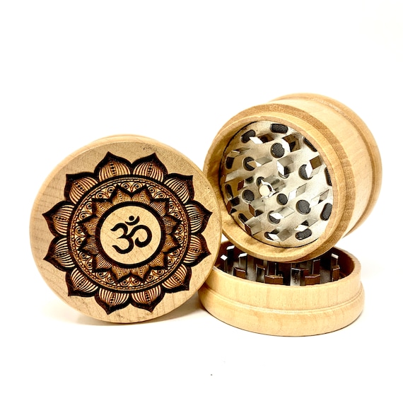 Herb Grinder Om Flower Mandala Design 3pc Herb Grinders Etsy