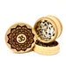 Herb Grinder - Om Flower Mandala Design - 3pc Herb Grinders Herb Cutter Cutting and Grinding Metal Blades 2.5 Inch Travel Size 