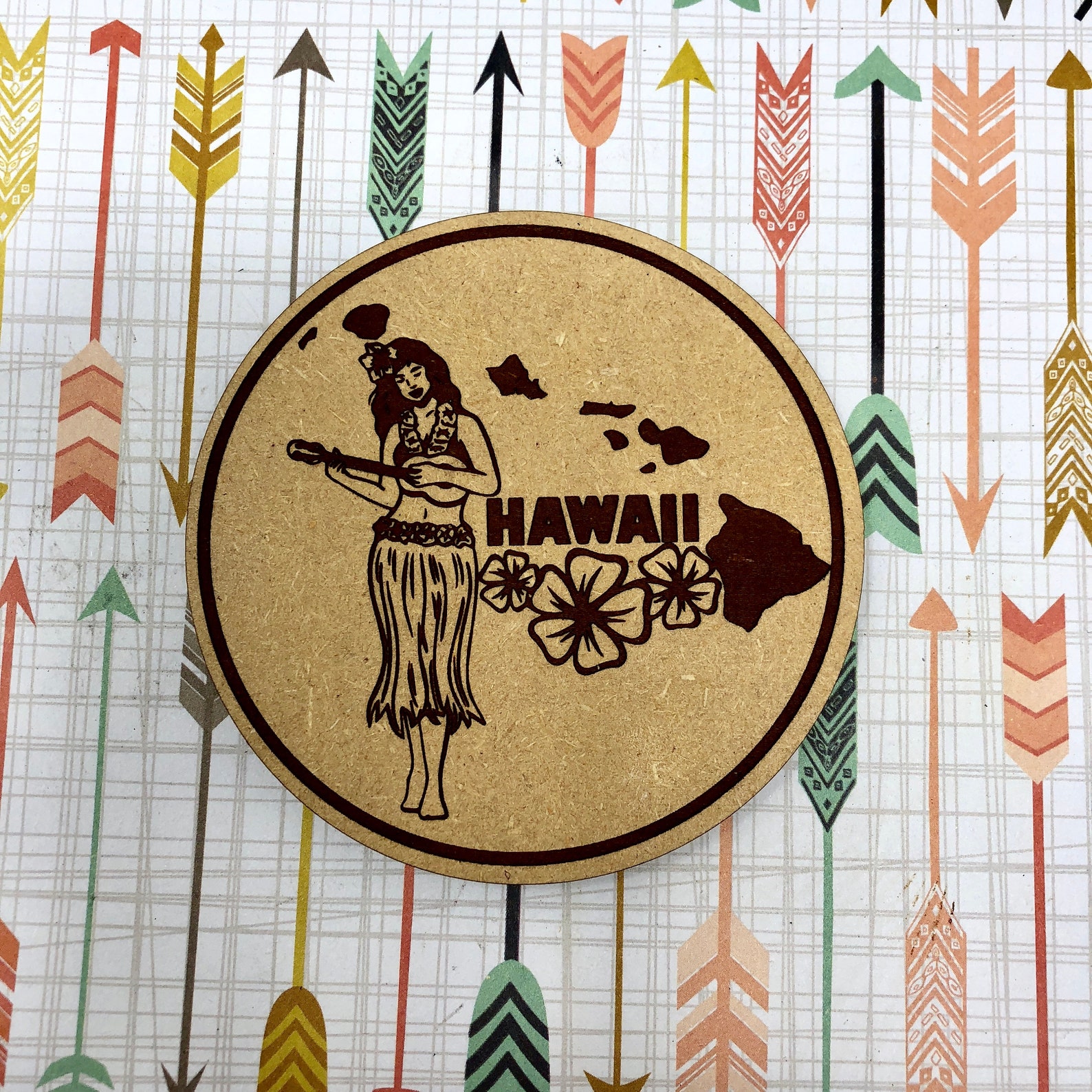 Drink Coasters Hawaii Hula Girl Wood Drink Coaster Set Home Etsy