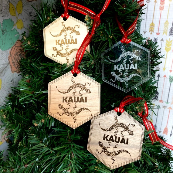 Kauai Geckos Hawaiian Christmas Tree Ornament, FREE SHIPPING