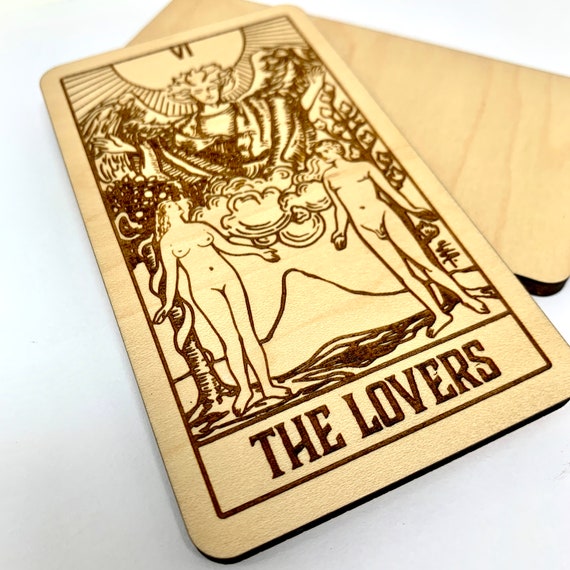 06 The Lovers - Wood Tarot Card, Tarot Cards Tarot Deck Spiritual Gifts Home Decor Gift for Friend Metaphysical Art for Altar Sacred