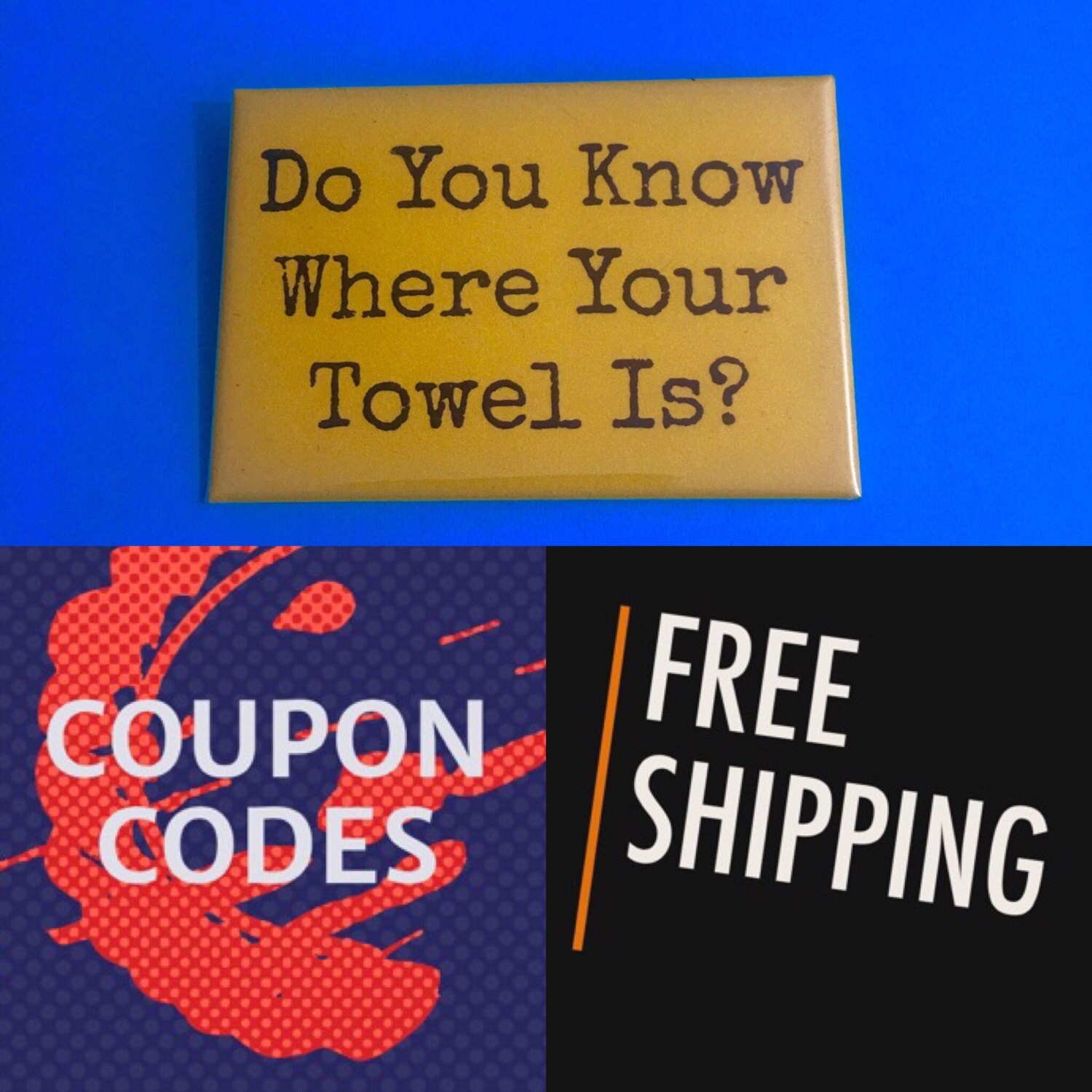 Hitchhiker's Guide to The Galaxy Towel 2x3 Button Pin or Etsy