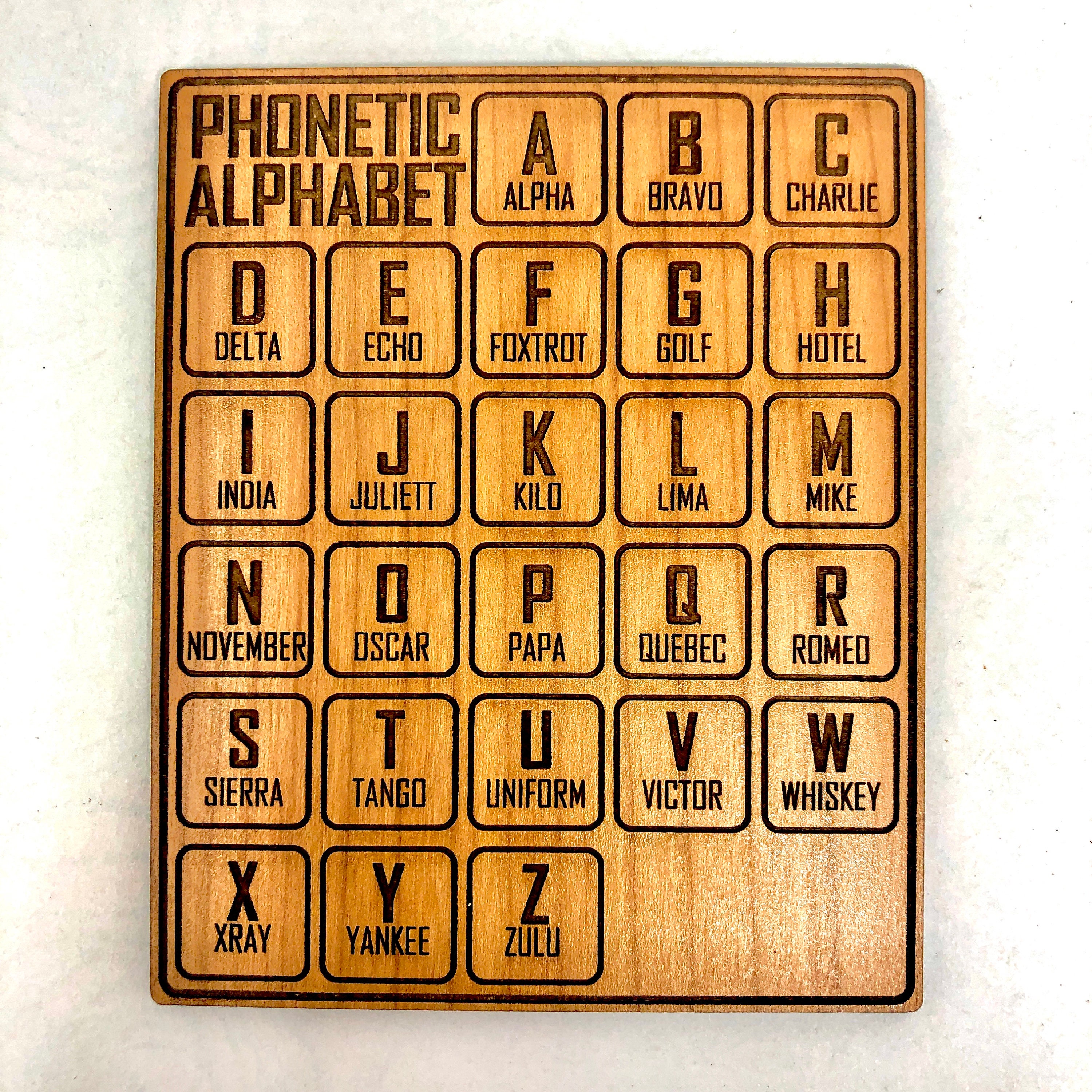 phonetic alphabet cheat sheet wood art free shipping