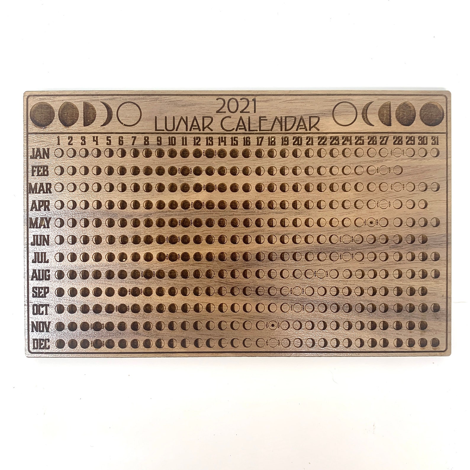 Lunar Calendar 2021 Annual Year Moon Cycle Chart FREE Etsy