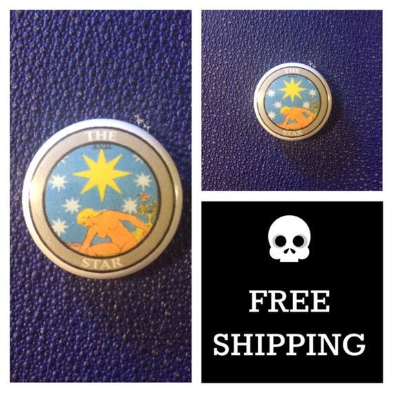 Tarot Card - The Star Button Pin, FREE SHIPPING