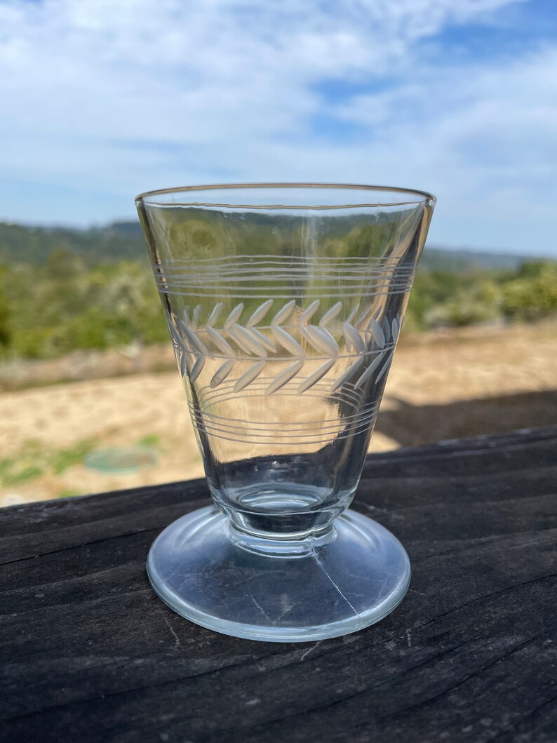 4 Vintage Etched Juice Glasses Etsy