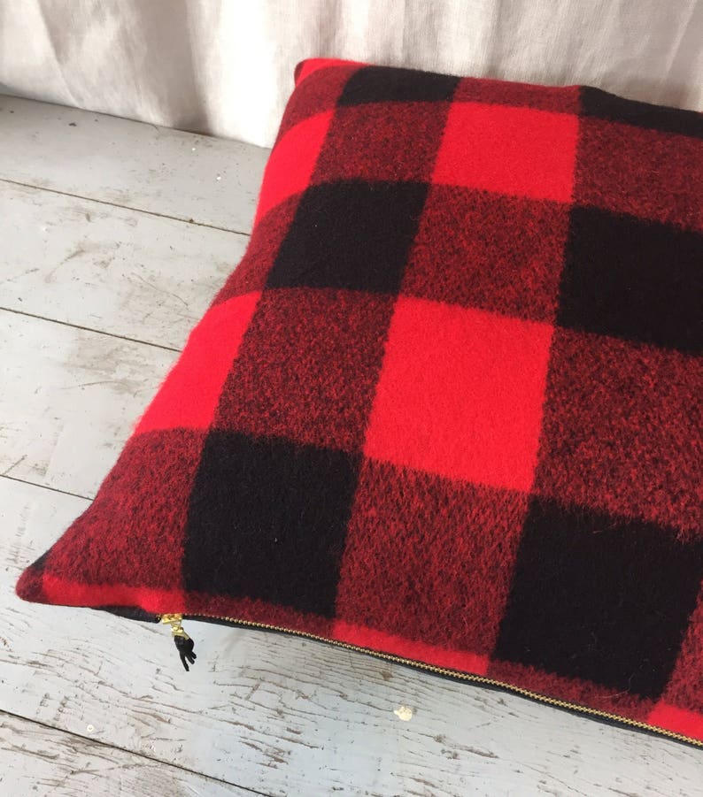 Buffalo Plaid Wool Pillow Lumberjack Pillow Cover Christmas Etsy