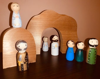 Easter Crèche-Jesus-Peg Doll Set-Imaginative Play-Resurrection-quiet toys-Home School