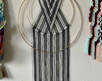 Charcoal & Grey Double Ring Wall Hanging