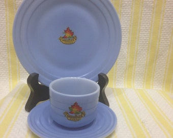 Vintage Hazel Atlas RARE Souvenir Cup Canada Saucer and Plate from Vancouver