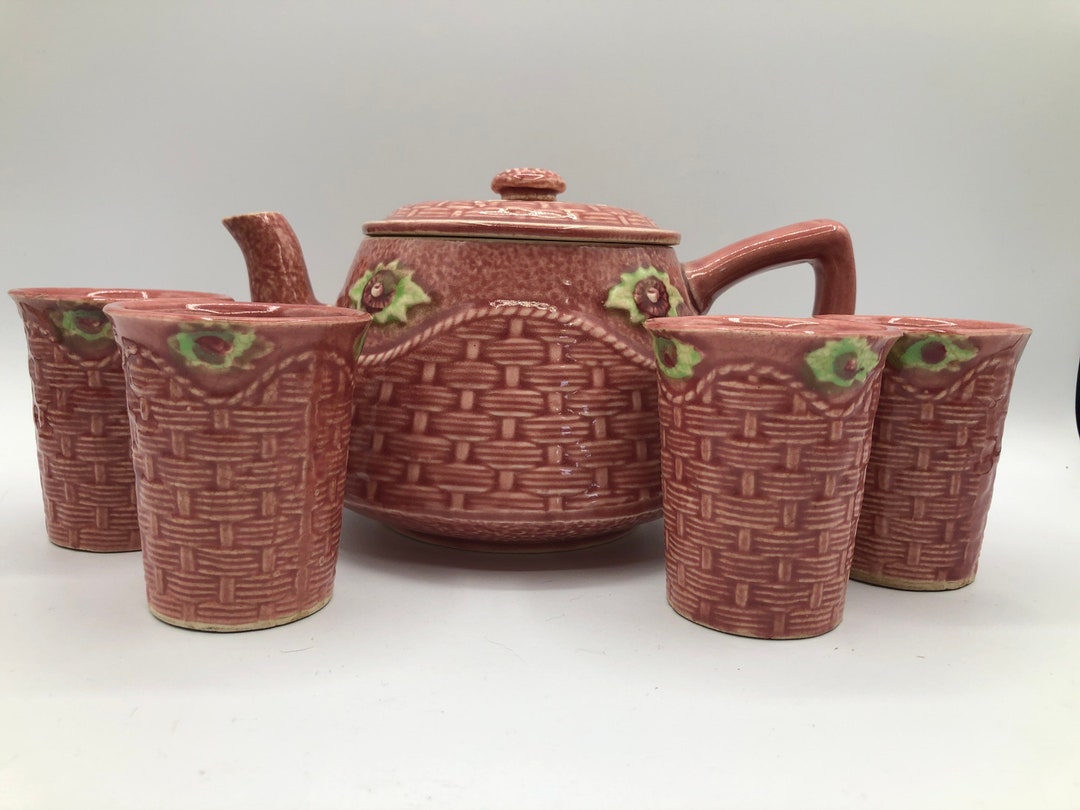Vintage Pink Cold Tea Set, Cold Tea Set With Dual Lid, Teapot With ...