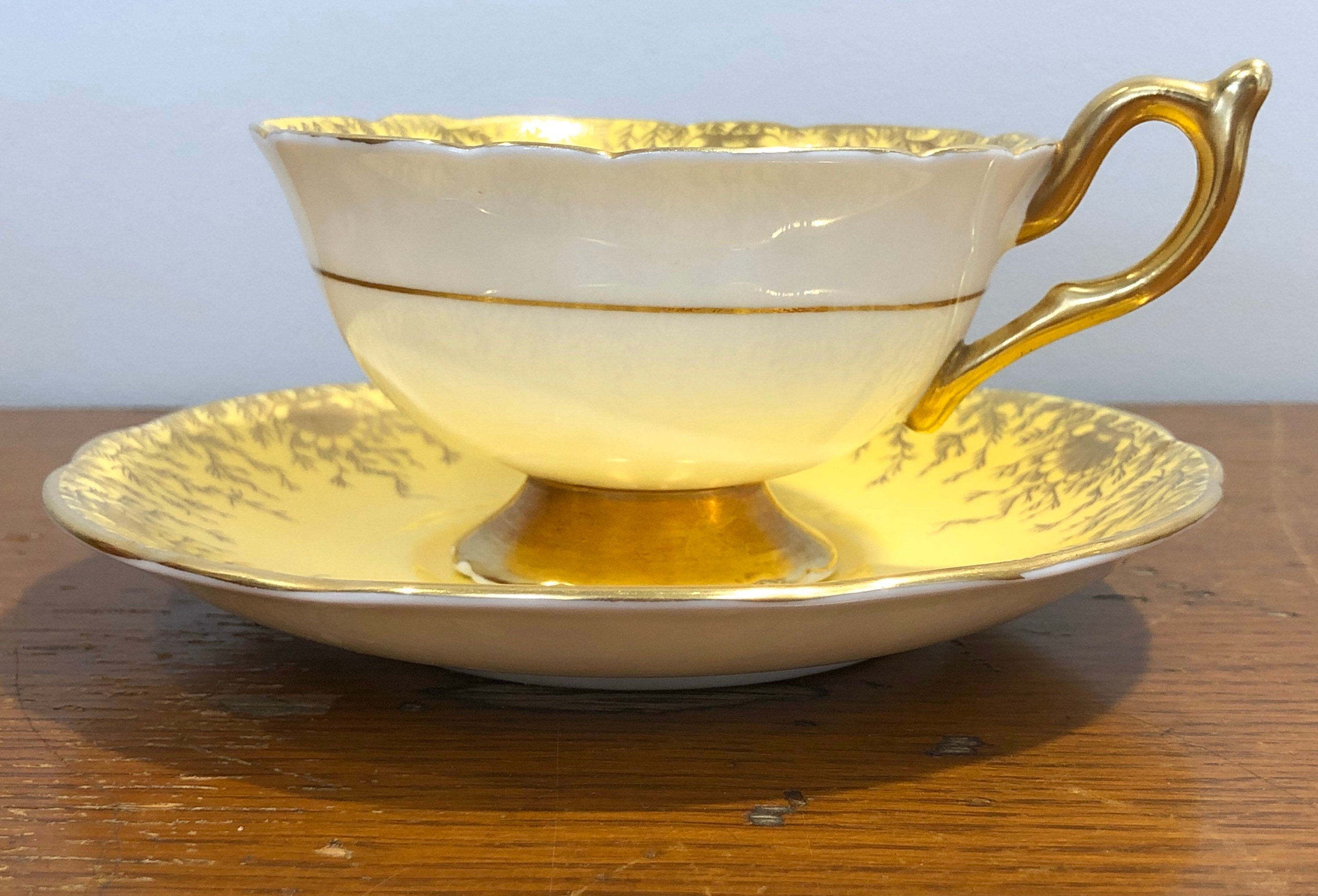 Coalport Yellow Tea Cup with Gold Filigree Coalport Tea Cup Etsy
