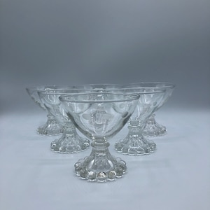 Boopie Bubble Glasses, Set of Six Anchor Hocking Etched Boopie Sherbert / Champagne Glasses Dots and Bands