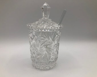 Pinwheel Crystal Jam or Marmalade Pot with Spoon