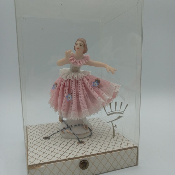 Dresden Ballerina with Original Box, Dresden Lacy Figurine
