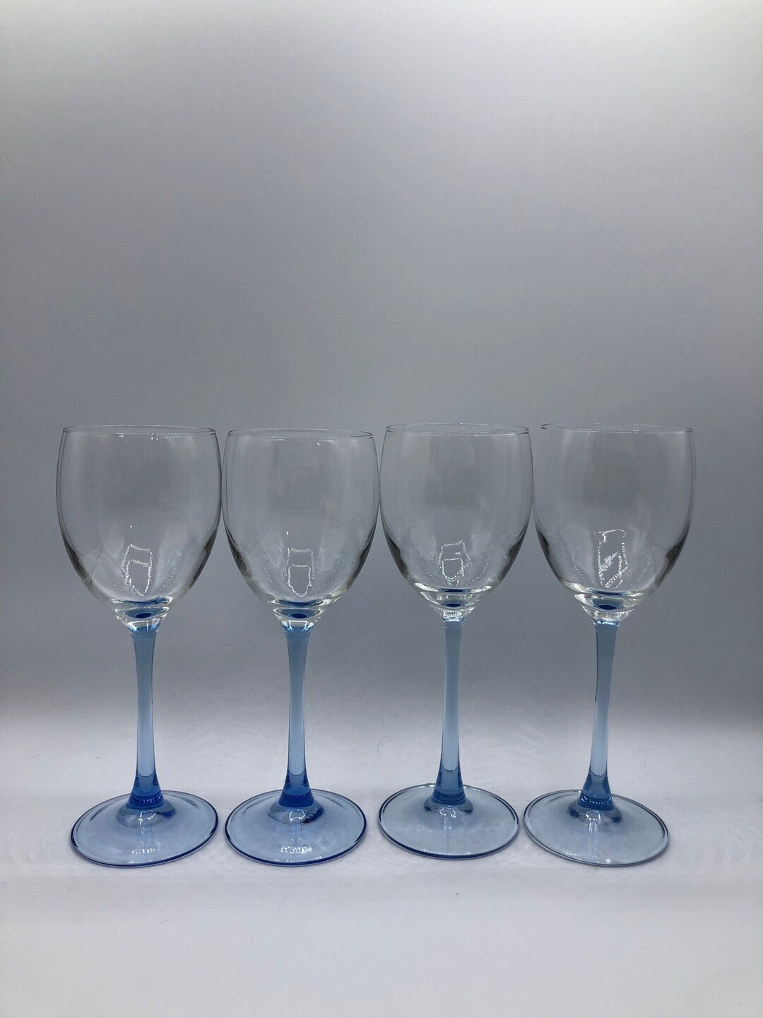 Luminarc Light Blue Stemmed Wine Glasses Set of Four Made in Etsy