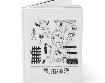 Even Though I Walk Through The Valley Of The Shadow of Death I Fear No Evil Bible Verse Hardcover Journal, Prayer Journal, Notebook