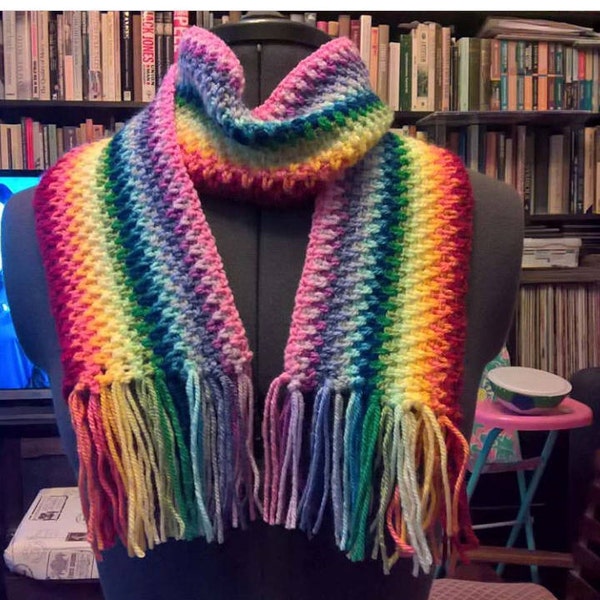 Crochet Rainbow Scarf