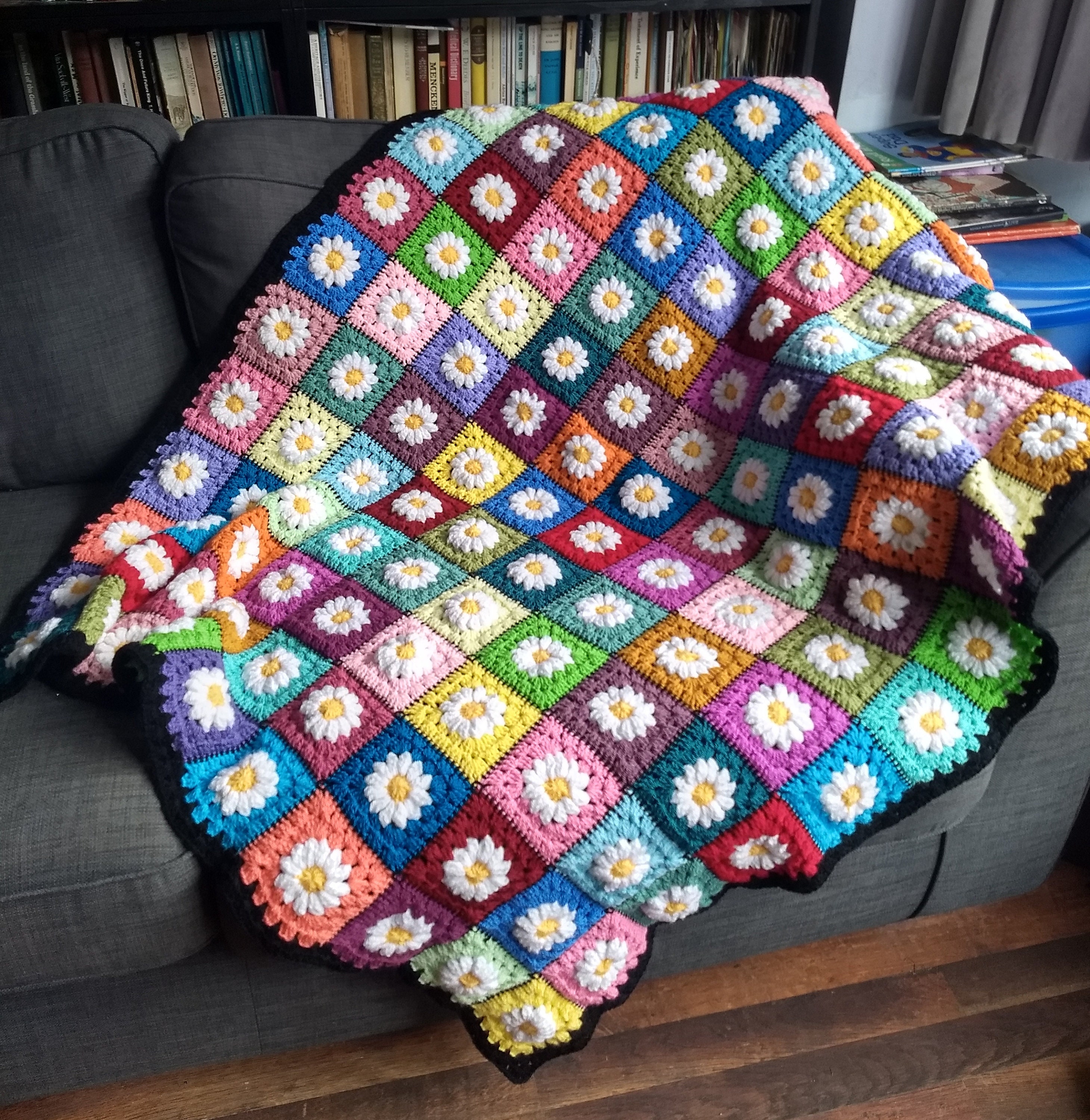 Colourful Daisy Granny Square Crochet Blanket | Etsy