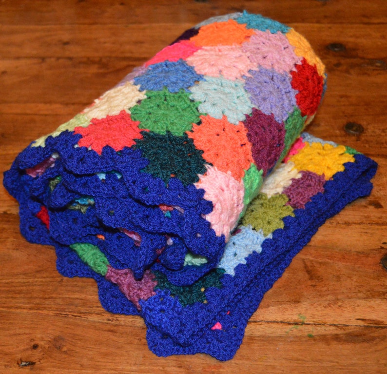 Colourful Hexagonal Granny Square Crochet Blanket Etsy UK