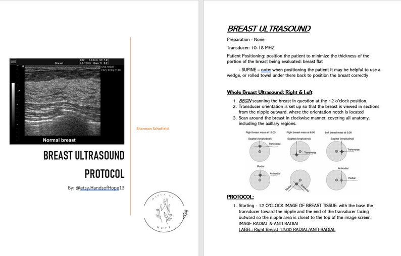 BREAST ULTRASOUND PROTOCOL: How-to All You Need to Know to - Etsy