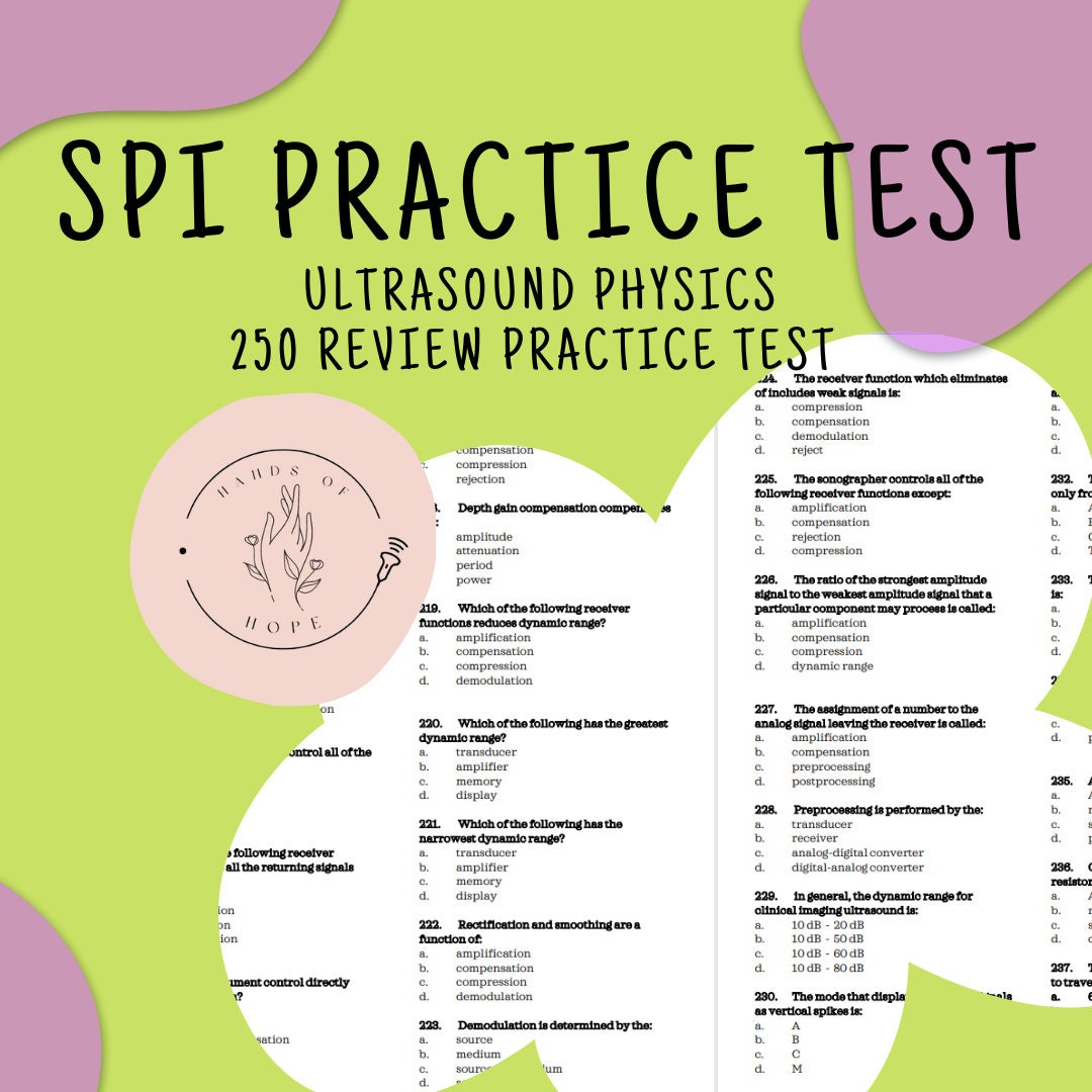 Ultrasound Physics SPI EXAM 250 Part 1 Question Practice Etsy