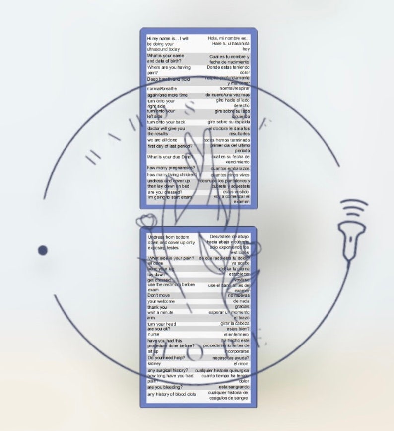Ultrasound Spanish Translation Badge Quick Reference Etsy