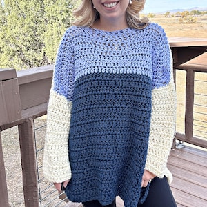 Oversized Color Block Crochet Sweater Pattern