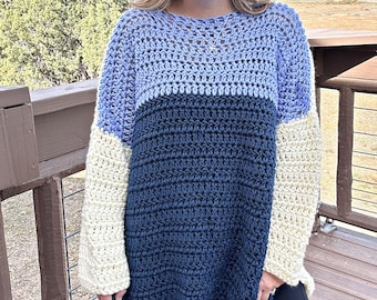 Oversized Color Block Crochet Sweater Pattern