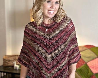 Simple Eyelet Poncho Crochet Pattern