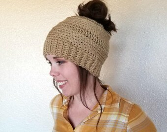 Messy Bun Beanie Crochet Pattern