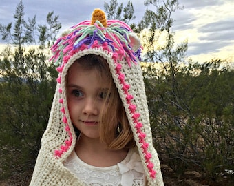 Unicorn Hooded Scarf Crochet Pattern