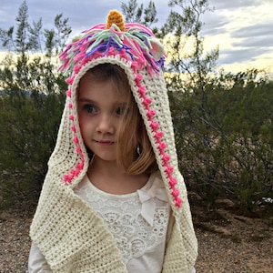 Unicorn Hooded Scarf Crochet Pattern image 1