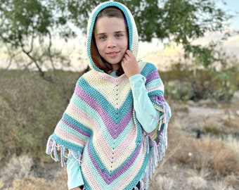 Kid's Hooded Poncho Crochet Pattern