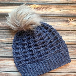 Double Waffle Stitch Beanie Crochet Pattern