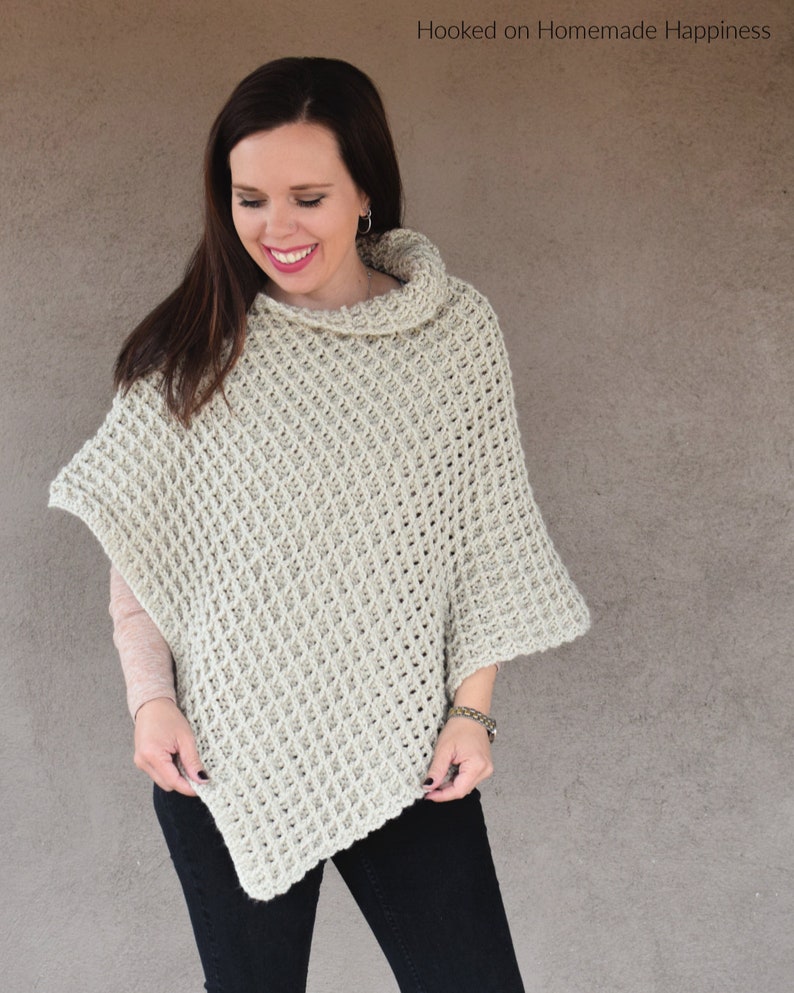 Waffle Stitch Poncho Crochet Pattern image 1