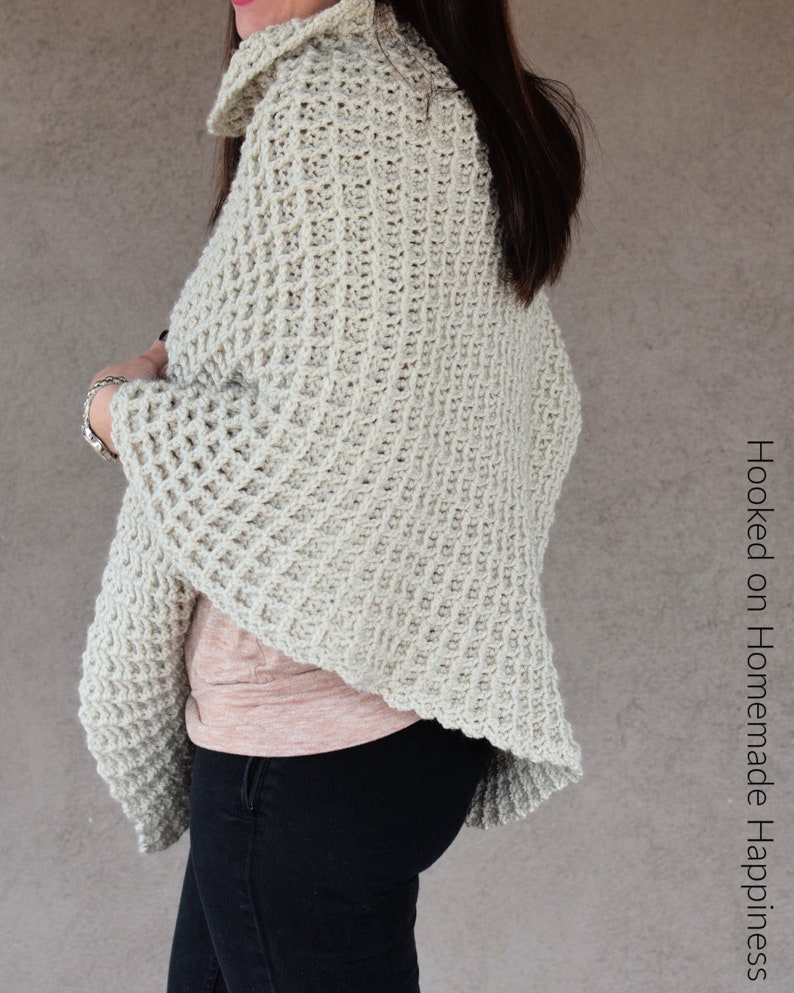 Waffle Stitch Poncho Crochet Pattern image 4