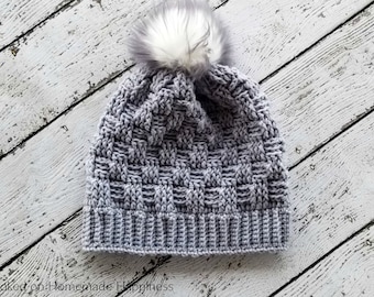 Patrón de crochet de gorro tejido