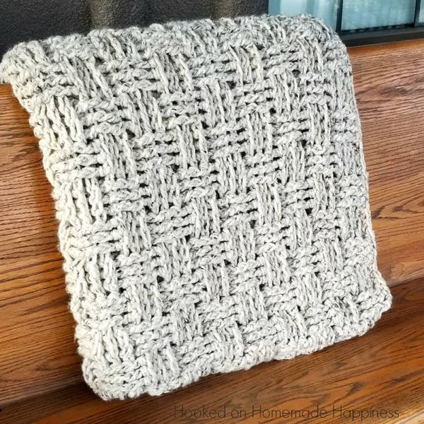 Chunky Basketweave Couvre-lit Motif Crochet