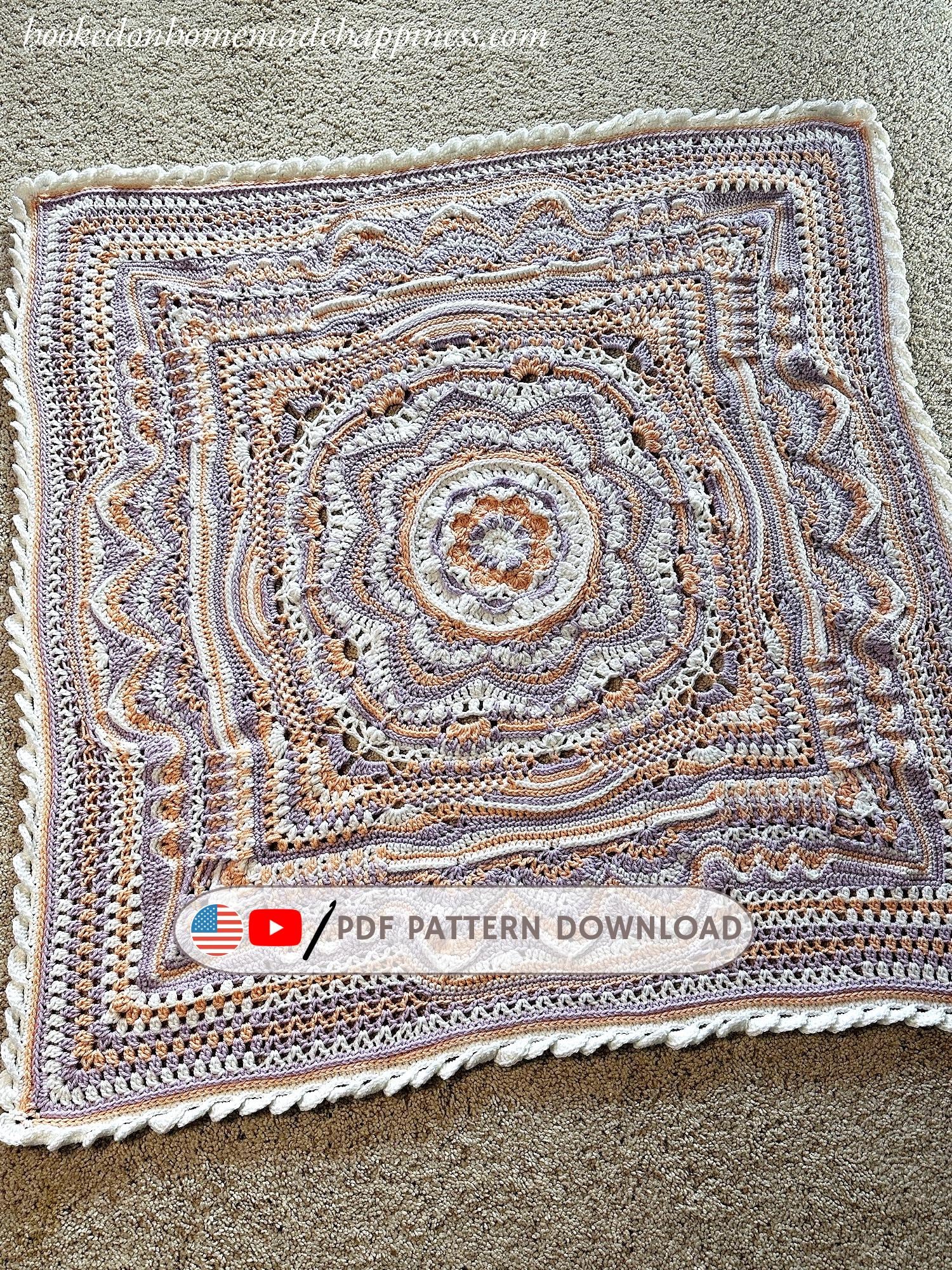 30 Mandala Blanket Crochet Patterns for Round, Square, and Star-Inspired Throws 2 Mandala Blanket Crochet Pattern PDF