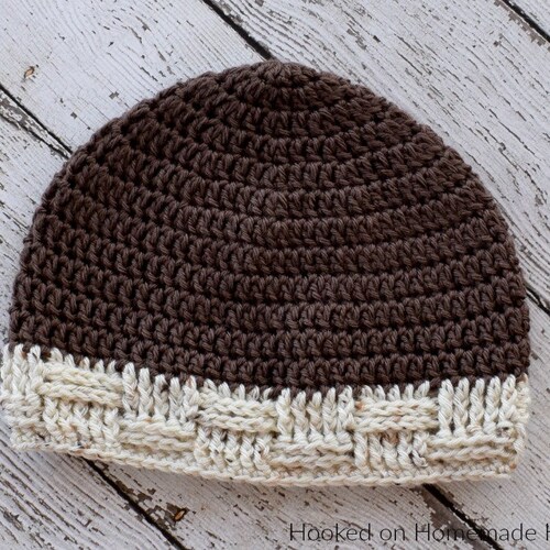 Basketweave Brim Crochet Beanie Pattern 